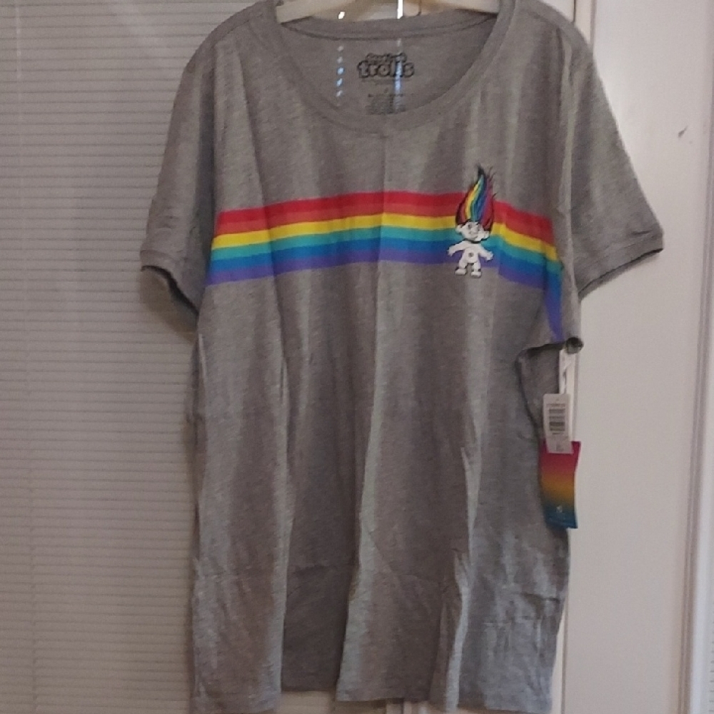 TORRID PLUS SIZE 3X Women's Gray Trolls T-Shirt with Rainbow Design